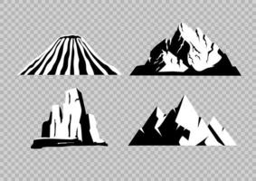 High mountains flat black and white objects set vector