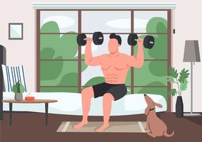 Man using dumbbells vector