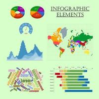 Infographic elements set map chart graph color vector