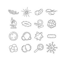 Bacteria thin line icons set vector