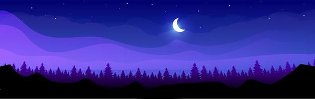 Mountains at night vector