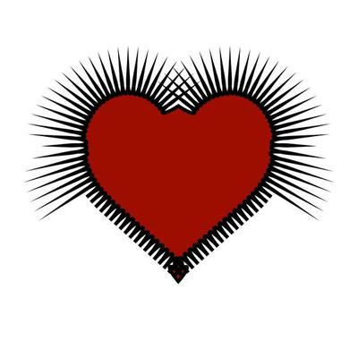 Prickly gothic heart red and black art.