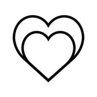 icono de dos corazones estilo de línea muy simple vector