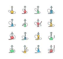 Conjunto de iconos de color de hookah rgb. vector