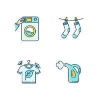 Washing clothes icons set. vector