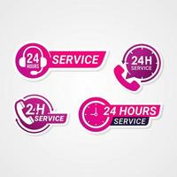 24 hours service badge labels or stickers vector