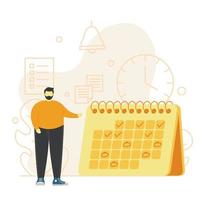 Man with big calendar and to do list vector