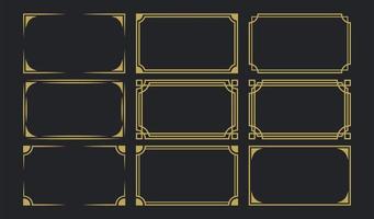 Golden art deco frames set vector