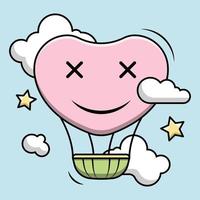 Cute flying heart air balloon vector