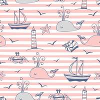 Seamless pattern on a marine theme vector