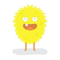 Funny Cute Yellow Feathered Halloween Monster vector