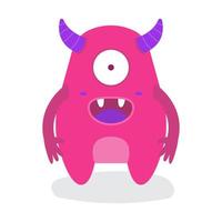 Funny Cute Pinky One Eye Halloween Monster vector