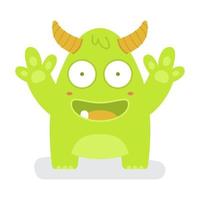 Funny Cute Green Halloween Monster vector