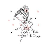 Cute little ballerina in a tutu is dancing. vector