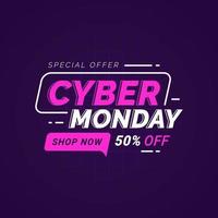 Cyber Monday sale banner template vector