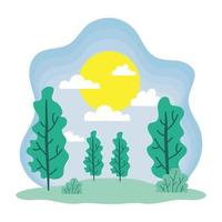 Cute spring season landscape and climate scene vector