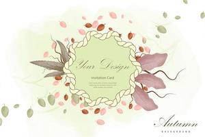 Autumn green rope frame and leaves background vector