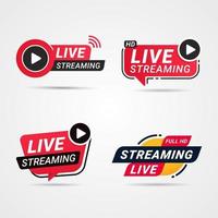 Live Streaming button, badge set vector