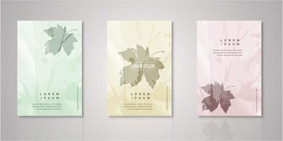 Set of watercolor autumn leaf covers vector