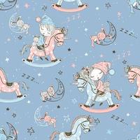 Seamless pattern with cute children sleeping vector