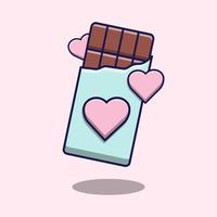 barra de chocolate, con, corazones, caricatura vector