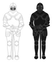 estatua de armadura medieval de caballero de pie. vector