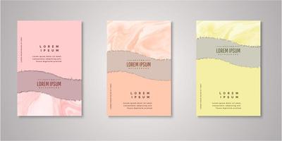 Set of abstract ripped shape watercolor covers vector
