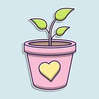 Cute plant pot cartoon vector
