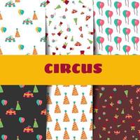 Circus pattern set in doodle style. vector