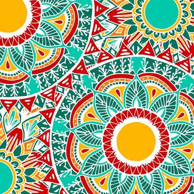 Colorful boho style flower mandala background
