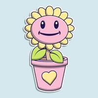 Cute pink sunflower cartoon