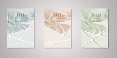 Set of geometric stripe watercolor covers vector