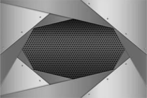 Metallic silver layered angled panels with perforated texture vector