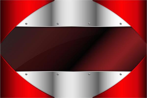 Metallic red and silver panels with dark space