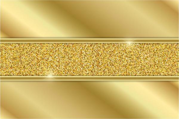 Metallic gold panels with golden glitter section