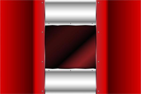 Metallic red and silver panels