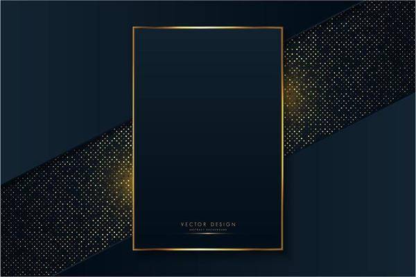 Luxury frame of blue and gold over glowing dots