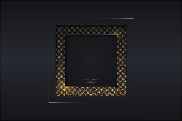 Dark metallic design with frame of glowing golden dots