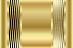 Paneles de oro metálico con tornillos en textura perforada vector
