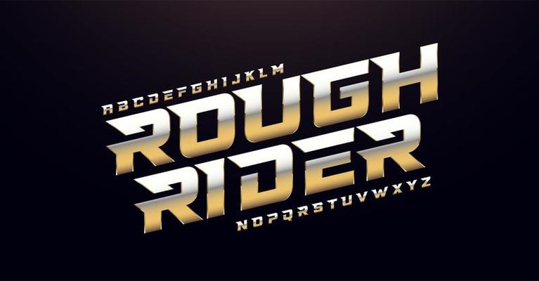 Elegant Silver and Golden Metal Alphabet Font