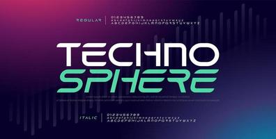 Techno digital modern font vector