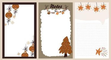 Christmas holiday sticker, journal, notes set vector