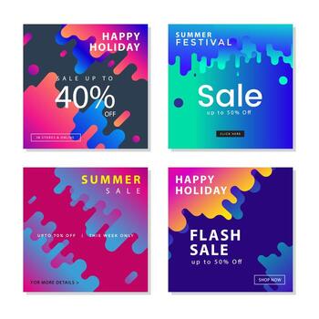 Plantillas de publicaciones de redes sociales con formas redondeadas de degradado dinámico. vector