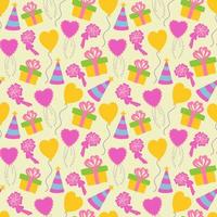 Seamless cute box cake and balloon background pattern vector