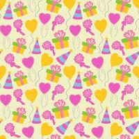 Seamless cute box cake and balloon background pattern vector