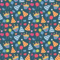 Seamless cute balloon and cake background pattern in vector