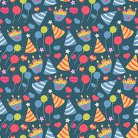 Seamless cute balloon and cake background pattern in vector