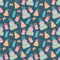 Seamless birthday pattern with cake vector