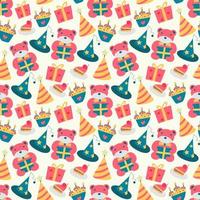 Happy Birthday pattern with bear vector