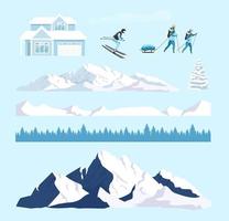 Winter nature objects set vector